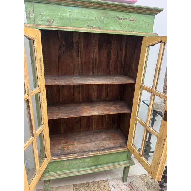 19th Century Painted Jelly Cupboard With Glass Doors and Original Patina For Sale In West Palm - Image 6 of 16