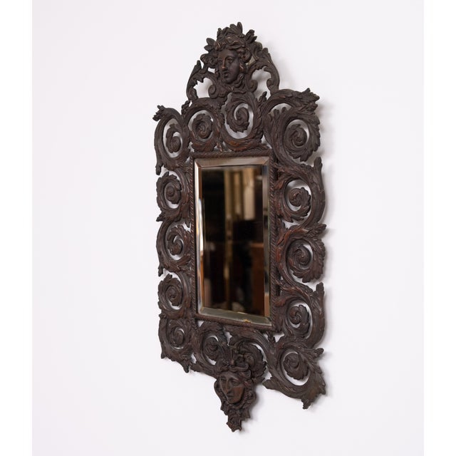 France Cast Bronze Womens Head Wall Mirror, 1880s For Sale - Image 6 of 8