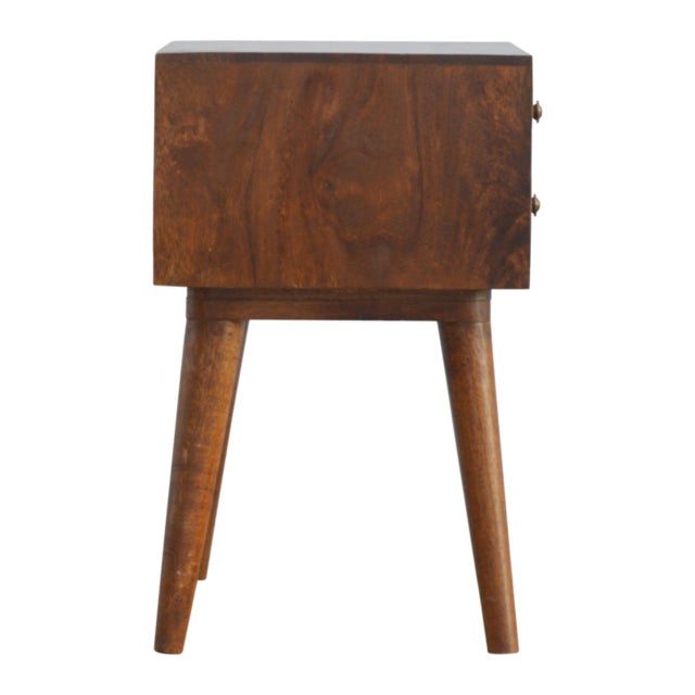 Mid-Century Modern Geo Brass Inlay Chestnut Nightstand For Sale - Image 3 of 7