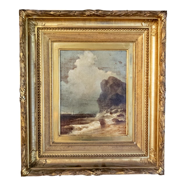 18th Century European Seascape Painting in Gold Cove Frame For Sale