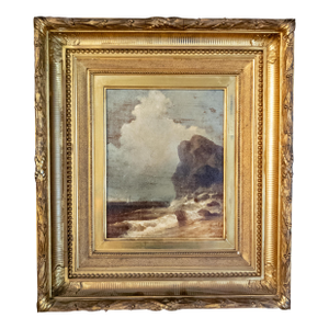 18th Century European Seascape Painting in Gold Cove Frame