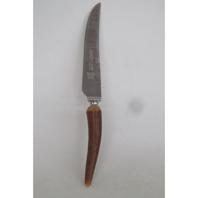 Mid 20th Century Mid Century Modern Lewis Rose Co Sheffield England Stainless Steel Steak Knife Stag Handle For Sale In Miami - Image 6 of 10