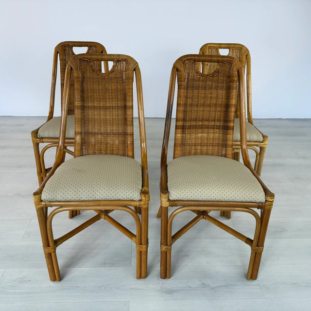Dutch Vintage Wicker Dining Chairs – Set of 4 For Sale - Image 4 of 13