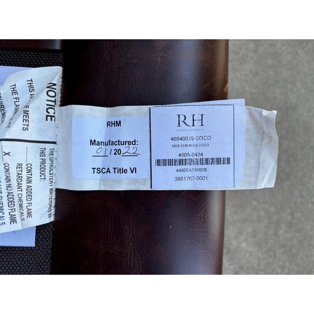Restoration Hardware Maddox Brown Leather Down Filled Club Lounge Chairs a Pair For Sale - Image 13 of 15