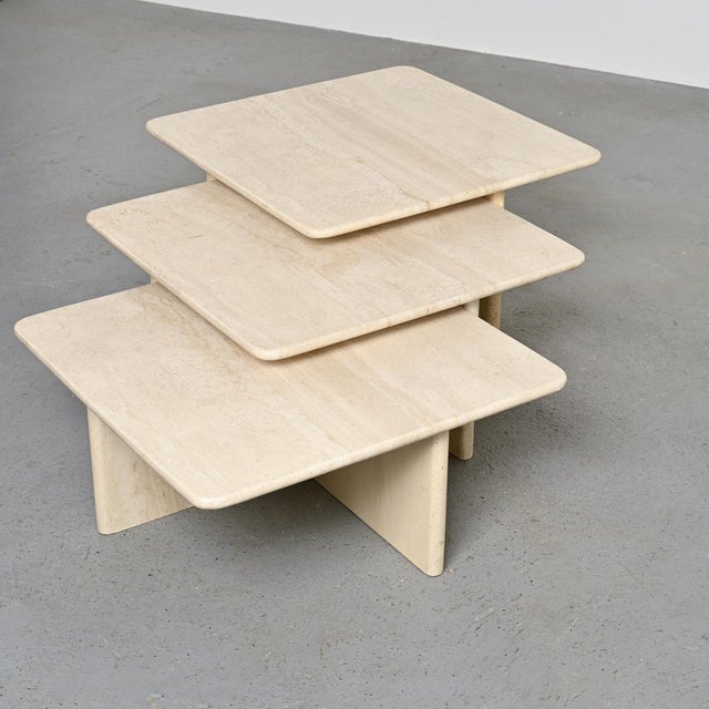 Stone Nesting Tables in Travertine, Italy, 1970s, Set of 3 For Sale - Image 7 of 18