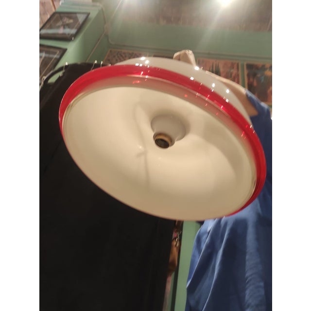 Mid-Century Modern Mid-Century Modern Italian Murano Glass Pendant Light in White and Red, 1970s For Sale - Image 3 of 5