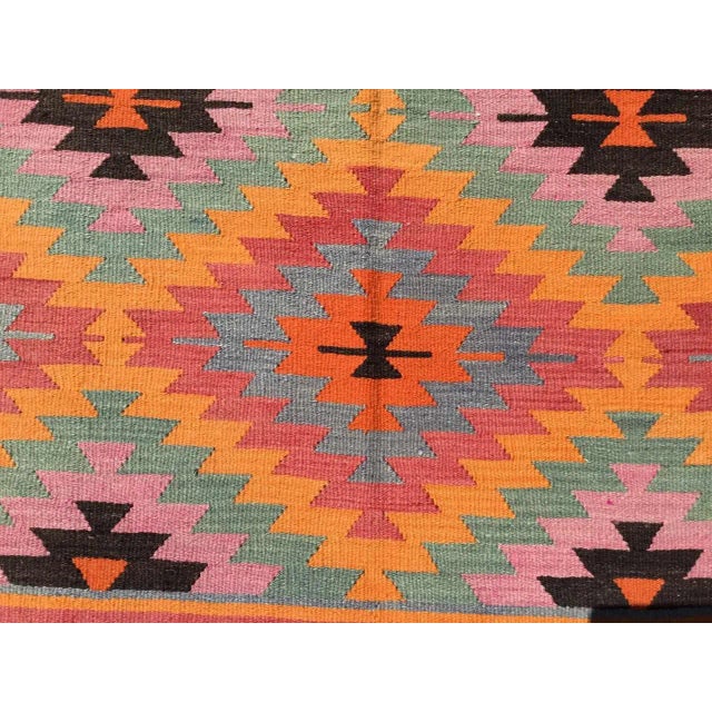 Textile Vintage Diamond Design Kilim Rug - 63" X 106" For Sale - Image 7 of 10
