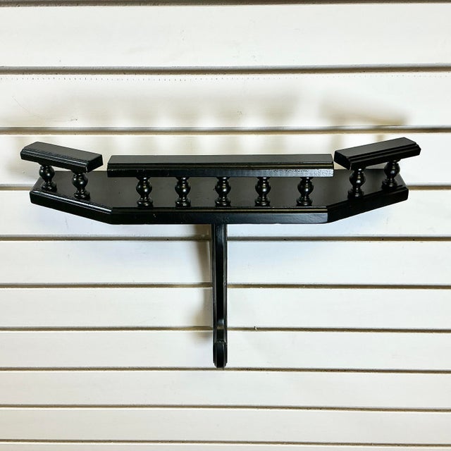 1950s Vintage Boho Chic Arts & Crafts Wood Wall Mounted Shelf, Newly Painted For Sale - Image 12 of 12