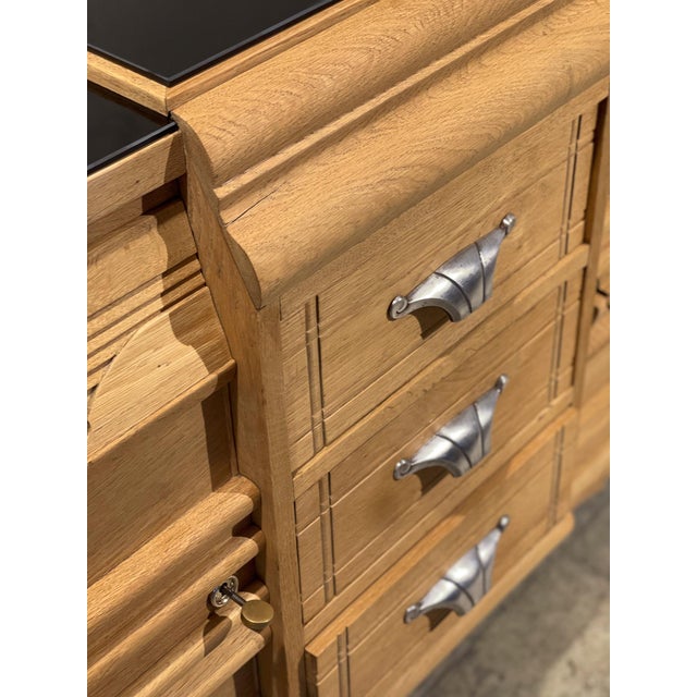 High-quality French furniture circa 1940, from a renowned Parisian cabinetmaker, with aluminum handles, brass hinges and...