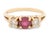Late 20th Century 14k Yellow Gold Pink Tourmaline and Diamond Three-Stone Ring For Sale - Image 5 of 9
