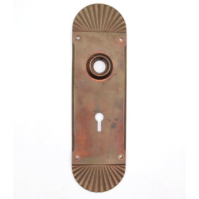Vintage Bronze Fluted Passage Door Knob & Plate Set For Sale - Image 9 of 11