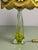 1970s Mid-Century Green Crystal Table Lamp with Ornate Gold-Fringed Lampshade from Val Saint Lambert, Belgium, 1960s For Sale - Image 5 of 12