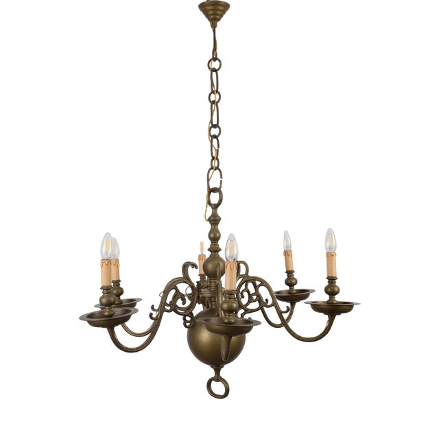 Antique Flemish Bronze Chandelier, 1800 For Sale