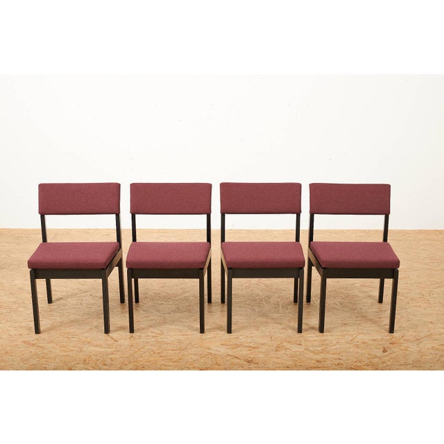 Model 3100 Chairs in Black Lacquered Wood by Willy Guhl for Dietiker, 1959, Set of 4, in Good conditions. Designed 1950 to...