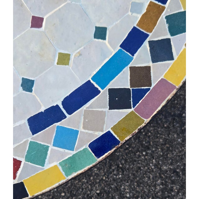 32” Handcrafted Off White, Multicolor Moroccan Mosaic Table / Sampler Style For Sale - Image 4 of 7