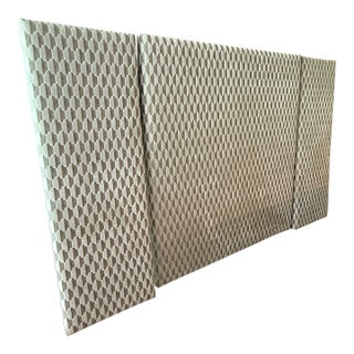British Three Panel Upholstered King Bed For Sale
