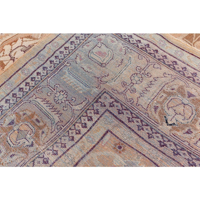 Beige Late 19th Century Indian Amritsar Botanic Handmade Wool Rug For Sale - Image 8 of 8