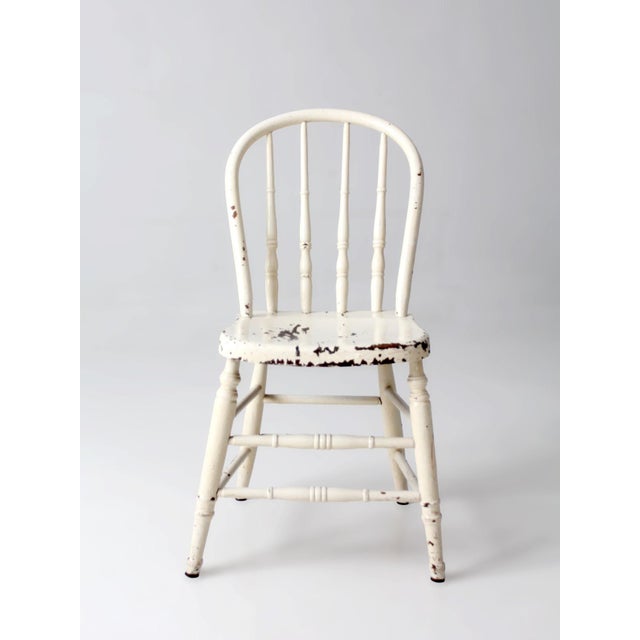 White Vintage Painted Windsor Bow Back Chair For Sale - Image 8 of 16