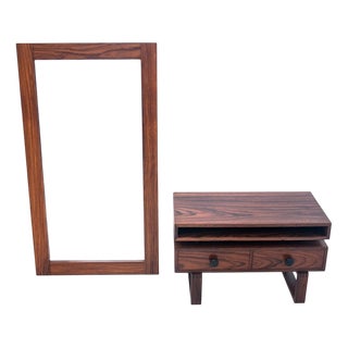 Rosewood Mirror and Commode, 1960s, Set of 2 For Sale