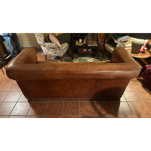 Animal Skin 1990s Vintage Ralph Lauren Brown Leather Sofa For Sale - Image 7 of 10