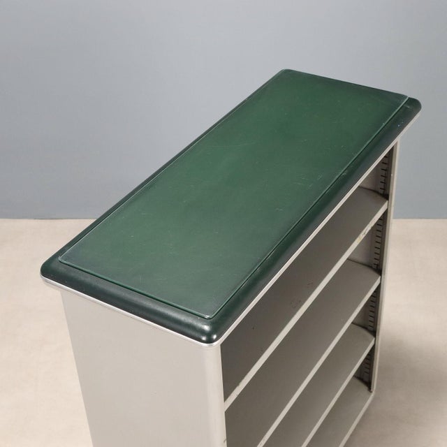 White Vintage Bookcase in Enamelled Metal and Glass, 1960s For Sale - Image 8 of 10