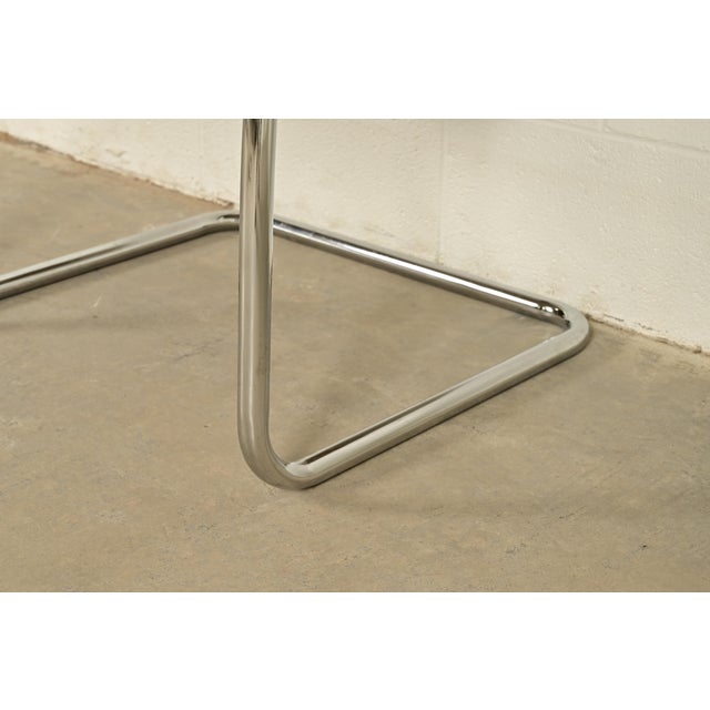 Mies Van Der Rohe Brno Style Mid-Century Modern Chrome Tubular Cantilever Club Chairs, Set of Four For Sale - Image 9 of 12