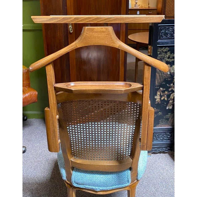 Vintage Italian Men’s Valet c.1970 Quality Built – Solid Pecan – Beautiful New Upholstery – Solid and Comfortable 21″ Wide...