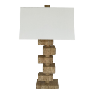 Revelation Modern Travertine Shuffle Table Lamps