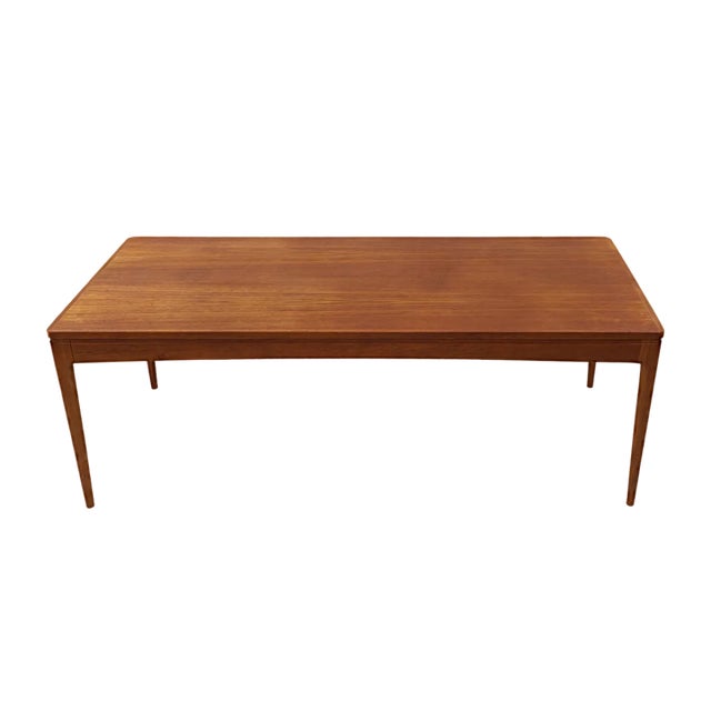 Long Mid-Century Scandinavian Modern Teak Coffee Table For Sale