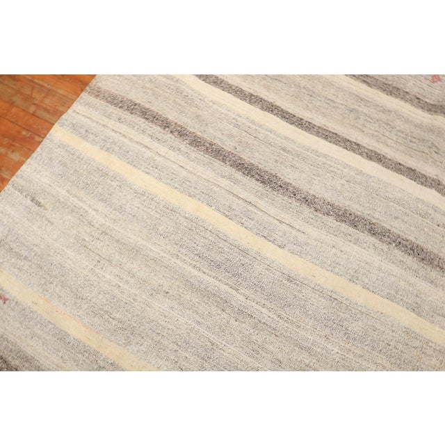 Vintage Zabihi Collection Primitive Abstract Gray Turkish Kilim - 7'5" x 12'5" For Sale In New York - Image 6 of 6