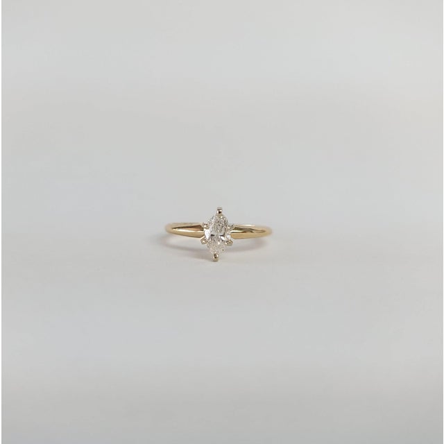 Contemporary Marquise Half Carat Solitaire Diamond Engagement Ring, Size 9 For Sale - Image 3 of 5