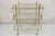 Vintage Mid Century Italian Modern 3 Tier Brass & Glass X-Frame Rolling Server Bar Cart Table. Circa Mid 20th Century....