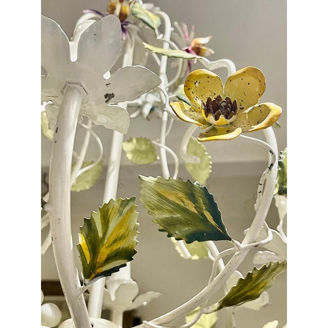 Italian Floral Chandelier in Hand Paint Metal, 1960s For Sale - Image 9 of 12