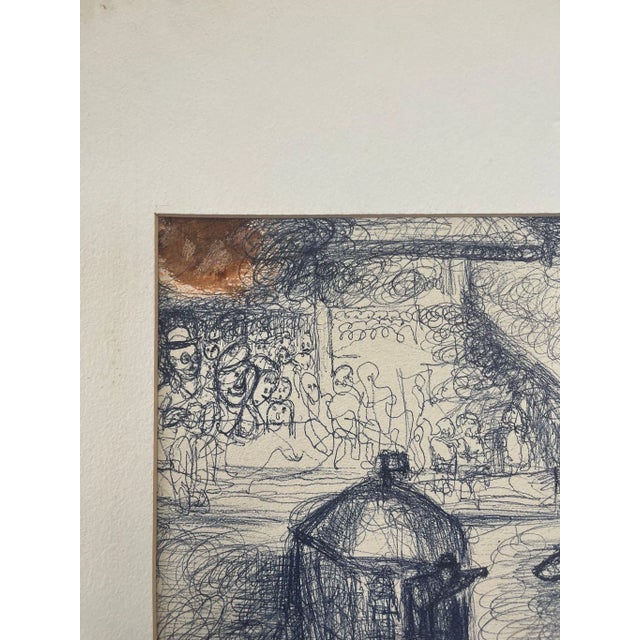 Paper Vintage Signed Abstract Ink Drawing of Horse Race For Sale - Image 7 of 10