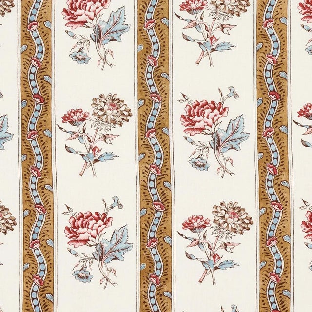 Sample - Schumacher Ariana Floral Stripe Fabric in Document For Sale