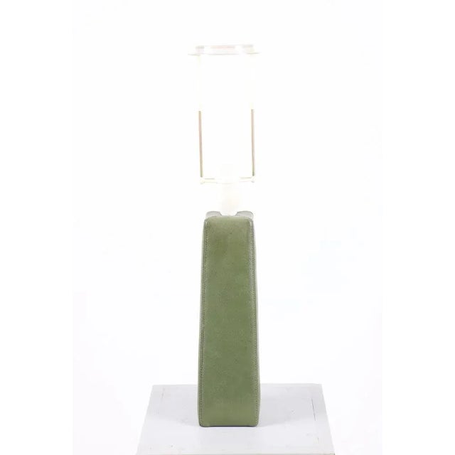 Midcentury Table Lamp in Patinated Leather, Made in Sweden For Sale - Image 4 of 5