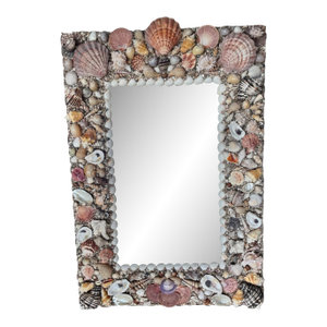 American Handcrafted Seashell Encrusted Wall Mirror