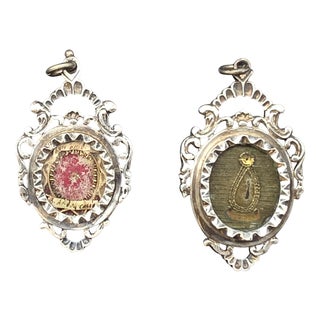 Silver 2-Pierced Relic Holders, 1850s, Set of 2 For Sale