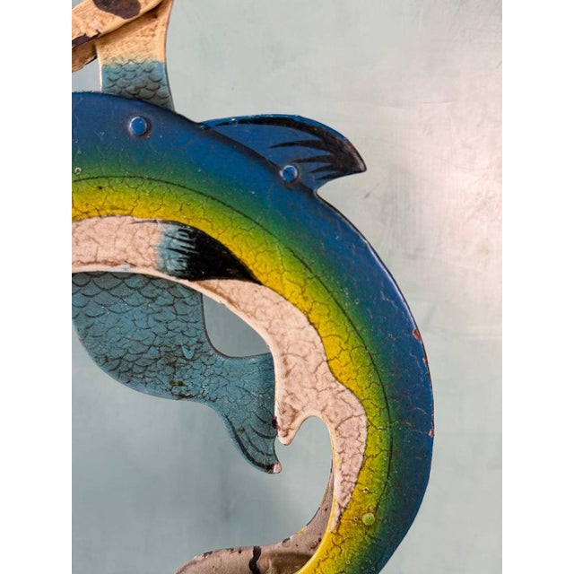 Metal Vintage Folk Art Dolphin Rider Balancing Kinetic Sculpture For Sale - Image 7 of 9