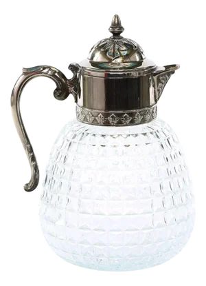 Early 20th Century Silver Plated Top / Cut Glass Pitcher