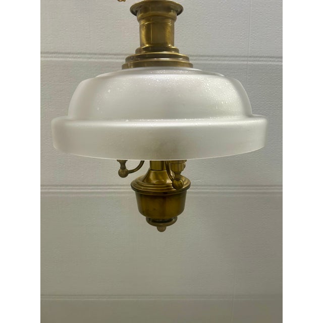 Brown Three-Light Brass Pendant Light, 1977 For Sale - Image 8 of 8