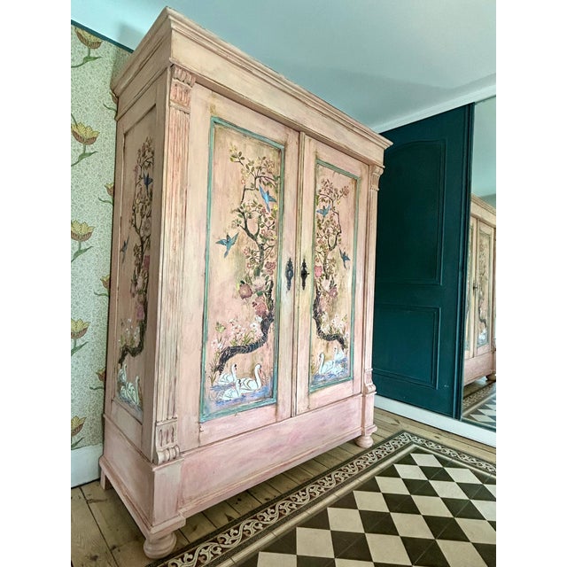 Antique Painted Pine Wardrobe with Chinoiserie Panels, 1990s For Sale - Image 3 of 15