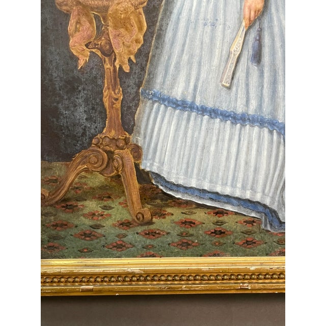 Alfred Emile Leopold Stevens, Portrait of Young Woman, 19th Century, Gouache For Sale - Image 3 of 9