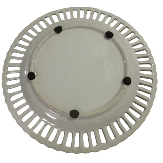 Vintage Porcelain Reticulated Cabinet Plates - A Pair For Sale - Image 10 of 12