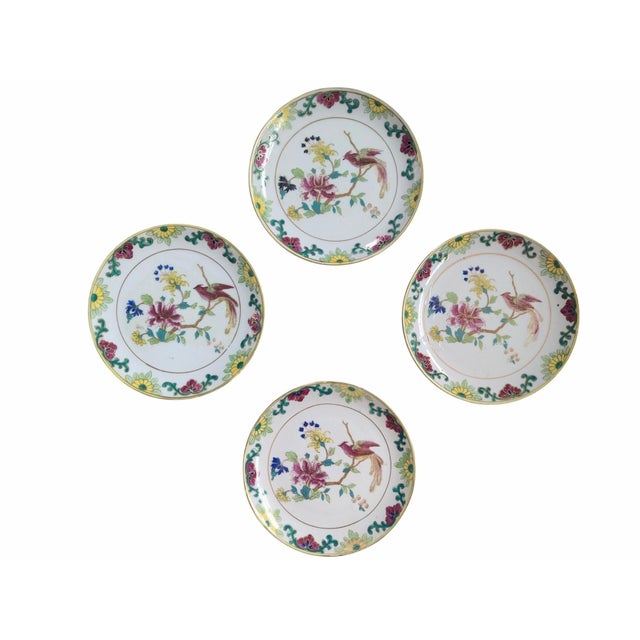 Japanese Early 20th Century Hand Painted Chinoiserie Porcelain Nippon Plates - Set of 4 For Sale - Image 3 of 12