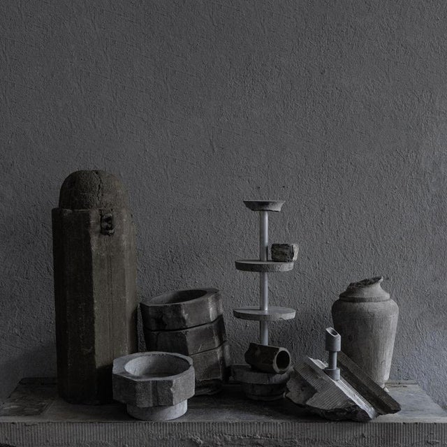 Metal Architectural Remnant Bluestone Abra Candleholder by Studio Do For Sale - Image 7 of 8