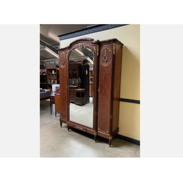 Antique Art Nouveau Wardrobe in Fire-Gilt Bronze, 1910 For Sale - Image 3 of 12