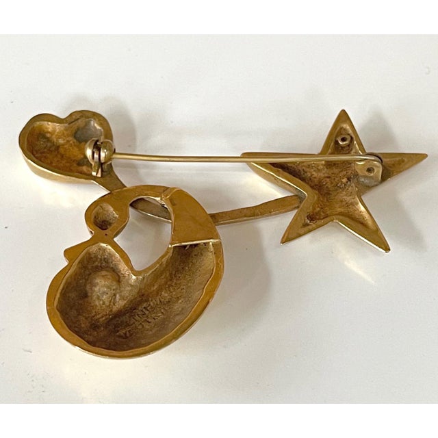 Metal Bronze Brooch by Line Vautrin For Sale - Image 7 of 11