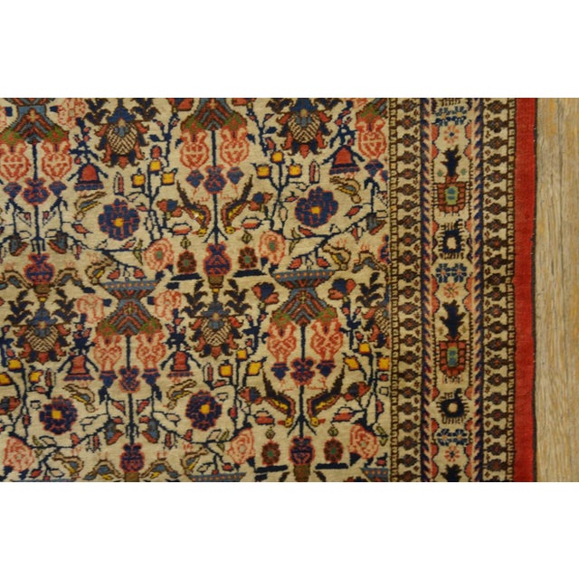 Textile 1940s Multicolor Rose Vases Antique Persian Qum Rug 3' 5'' X 5' 3'' Handknotted Wool Carpet For Sale - Image 7 of 11