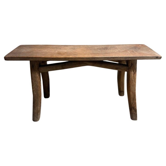 Beautiful hand made teak bench with lovely patina and character in the wood. Circa 1950. This antique bench was hand made...